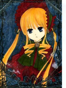 Rating: Safe Score: 0 Tags: 1girl blonde_hair blue_eyes bonnet dress drill_hair flower green_bow image long_hair long_sleeves looking_at_viewer rose shinku sidelocks solo twin_drills twintails User: admin