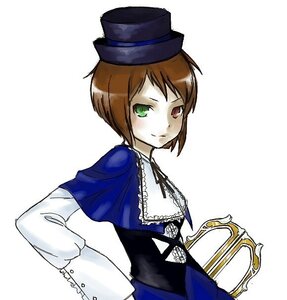 Rating: Safe Score: 0 Tags: 1girl blue_dress brown_hair dress frills green_eyes hand_on_hip hat heterochromia image long_sleeves looking_at_viewer red_eyes short_hair simple_background smile solo souseiseki top_hat upper_body white_background User: admin
