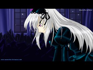 Rating: Safe Score: 0 Tags: 1girl copyright_name dress frills hairband image juliet_sleeves letterboxed long_hair long_sleeves night pink_eyes profile puffy_sleeves silver_hair sky solo star_(sky) starry_sky suigintou window wings User: admin
