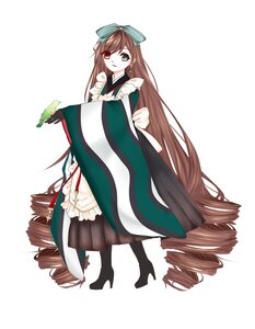 Rating: Safe Score: 0 Tags: 1girl absurdly_long_hair apron bangs black_footwear boots bow brown_hair drill_hair frills full_body green_eyes hair_bow heterochromia high_heel_boots high_heels image japanese_clothes kimono long_hair long_sleeves looking_at_viewer red_eyes ringlets solo standing striped striped_bow suiseiseki twin_drills very_long_hair white_apron white_background wide_sleeves User: admin