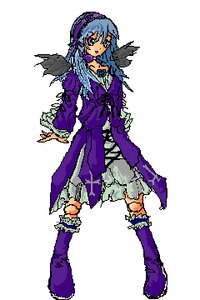 Rating: Safe Score: 0 Tags: 1girl boots dress full_body image knee_boots long_hair long_sleeves pixel_art purple_footwear solo standing suigintou white_background User: admin