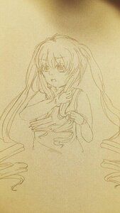 Rating: Safe Score: 0 Tags: 1girl image long_hair monochrome open_mouth shinku simple_background sketch solo traditional_media twintails upper_body User: admin