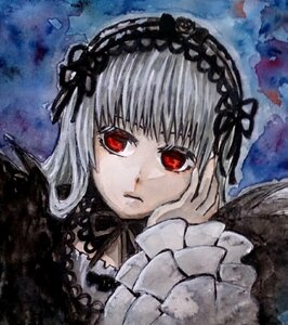 Rating: Safe Score: 0 Tags: 1girl bangs black_ribbon black_wings closed_mouth dress flower frills hairband image long_hair long_sleeves looking_at_viewer red_eyes ribbon rose silver_hair solo suigintou upper_body wings User: admin