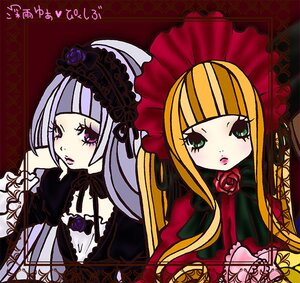 Rating: Safe Score: 0 Tags: 2girls bangs blonde_hair blunt_bangs blush bonnet dress flower frills image long_hair looking_at_viewer multiple_girls pair rose shinku simple_background suigintou umbrella User: admin