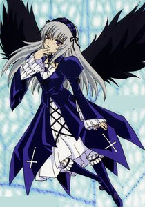 Rating: Safe Score: 0 Tags: 1girl black_wings boots dress frilled_sleeves frills full_body hairband image long_hair long_sleeves looking_at_viewer puffy_sleeves silver_hair solo suigintou wings User: admin