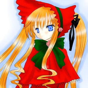 Rating: Safe Score: 0 Tags: 1girl auto_tagged blonde_hair blue_eyes bonnet bow bowtie capelet dress flower frills green_bow green_neckwear image long_hair long_sleeves looking_at_viewer rose shinku solo twintails upper_body very_long_hair User: admin