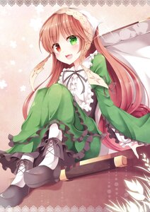 Rating: Safe Score: 0 Tags: 1girl :d aibumi bad_id bad_pixiv_id blush bonnet brown_hair bug butterfly commentary_request dress frilled_dress frills green_dress green_eyes head_scarf heterochromia highres image insect juliet_sleeves long_hair long_sleeves open_mouth pantyhose puffy_sleeves red_eyes rozen_maiden shoes sitting smile solo suiseiseki very_long_hair white_legwear User: admin