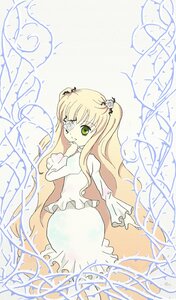 Rating: Safe Score: 0 Tags: 1girl auto_tagged bangs blonde_hair dress eyepatch flower frills green_eyes hair_ornament image kirakishou long_hair long_sleeves looking_at_viewer solo two_side_up white_dress User: admin