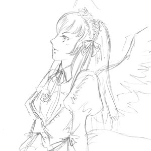 Rating: Safe Score: 0 Tags: 1girl dress feathered_wings greyscale hairband image lolita_hairband long_hair long_sleeves monochrome profile puffy_sleeves ribbon simple_background sketch solo suigintou upper_body white_background wings User: admin