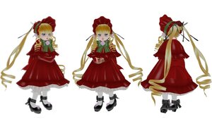 Rating: Safe Score: 0 Tags: 1girl blonde_hair blue_eyes blush bonnet bow bowtie dress full_body image long_hair long_sleeves looking_at_viewer multiple_views red_dress shinku shoes simple_background solo standing turnaround twintails very_long_hair white_background User: admin