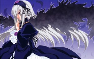 Rating: Safe Score: 0 Tags: 1girl black_wings dress feathers finger_to_mouth flower frills hairband image juliet_sleeves long_hair long_sleeves looking_at_viewer pink_eyes puffy_sleeves purple_flower purple_rose red_eyes rose silver_hair solo suigintou very_long_hair wings User: admin