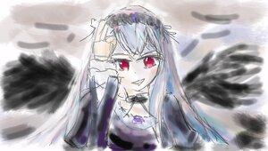 Rating: Safe Score: 0 Tags: 1girl black_dress black_wings blush choker dress feathered_wings feathers image long_hair long_sleeves looking_at_viewer motion_blur red_eyes smile solo suigintou wings User: admin