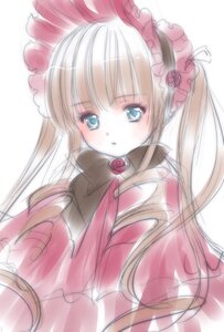 Rating: Safe Score: 0 Tags: 1girl auto_tagged bangs blonde_hair blue_eyes blush bow dress flower image long_hair looking_at_viewer red_flower red_rose rose shinku simple_background sketch solo twintails upper_body white_background User: admin