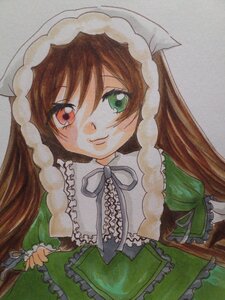 Rating: Safe Score: 0 Tags: 1girl braid brown_hair dress frills green_dress green_eyes hat head_scarf image long_hair long_sleeves looking_at_viewer marker_(medium) millipen_(medium) red_eyes ribbon simple_background smile solo suiseiseki traditional_media twin_braids watercolor_(medium) white_background User: admin