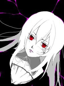Rating: Safe Score: 0 Tags: 1girl auto_tagged black_background closed_mouth hair_between_eyes image long_hair looking_at_viewer red_eyes simple_background solo spot_color suigintou User: admin