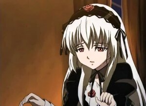 Rating: Safe Score: 0 Tags: 1girl black_ribbon bowtie dress flower image long_hair long_sleeves parted_lips red_rose ribbon rose solo suigintou upper_body User: admin