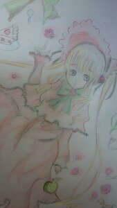 Rating: Safe Score: 0 Tags: 1girl blonde_hair blue_eyes bow capelet dress flower image long_hair long_sleeves pink_flower pink_rose red_dress rose shinku solo traditional_media very_long_hair watercolor_(medium) User: admin