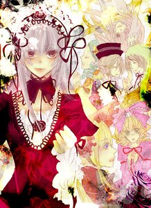 Rating: Safe Score: 0 Tags: 6+girls blonde_hair bow closed_eyes dress frills hat image long_hair multiple multiple_boys multiple_girls pink_bow ribbon short_hair silver_hair suigintou tagme top_hat User: admin