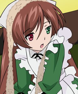 Rating: Safe Score: 0 Tags: 1girl :o brown_hair dress frills green_dress green_eyes heterochromia image long_sleeves looking_at_viewer open_mouth red_eyes ribbon solo suiseiseki User: admin