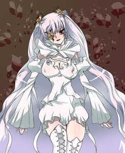 Rating: Safe Score: 0 Tags: 1girl boots breasts cleavage dress eyepatch hair_ornament image kirakishou large_breasts long_hair pink_hair solo thighhighs twintails very_long_hair white_dress zettai_ryouiki User: admin
