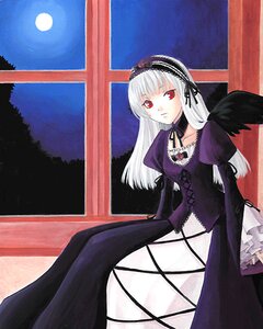 Rating: Safe Score: 0 Tags: 1girl black_wings detached_collar dress expressionless flower frills full_moon hairband image juliet_sleeves long_hair long_sleeves looking_at_viewer moon night puffy_sleeves red_eyes rose silver_hair sky solo suigintou wings User: admin