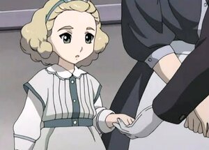 Rating: Safe Score: 0 Tags: 1boy 1girl blonde_hair buttons curly_hair dress hair_pulled_back hairband human long_sleeves sarah screenshot solo standing striped User: admin