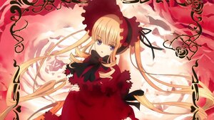 Rating: Safe Score: 0 Tags: 1girl blonde_hair blue_eyes bonnet bow dress flower image long_hair looking_at_viewer red_dress shinku solo twintails User: admin