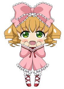 Rating: Safe Score: 0 Tags: 1girl :d blonde_hair blush bow chibi dress drill_hair frills full_body green_eyes hair_bow hands_on_own_cheeks hands_on_own_face hina_ichigo hinaichigo image long_sleeves open_mouth pink_bow pink_dress pink_footwear shoes short_hair smile solo white_background white_legwear User: admin