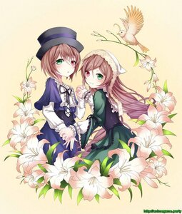 Rating: Safe Score: 0 Tags: 2girls bird blue_dress bonnet brown_hair capelet commentary_request da-cart dress flower green_dress green_eyes hat heterochromia highres holding_another's_wrist holding_hands image interlocked_fingers lily_(flower) lolita_fashion long_hair long_sleeves looking_at_viewer looking_back multiple_girls pair red_eyes rozen_maiden short_hair siblings silver_hair sisters smile souseiseki suiseiseki twins very_long_hair User: admin