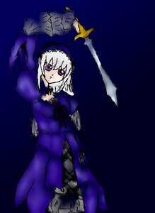 Rating: Safe Score: 0 Tags: 1girl dress hairband holding image long_sleeves looking_at_viewer solo standing suigintou weapon User: admin