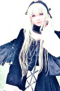 Rating: Safe Score: 0 Tags: 1girl bangs closed_mouth dress hairband long_hair long_sleeves looking_at_viewer simple_background smile solo suigintou very_long_hair white_background white_hair wings User: admin