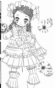 Rating: Safe Score: 0 Tags: 1girl blush dress flower frills full_body greyscale image kanaria long_sleeves looking_at_viewer monochrome smile solo standing User: admin