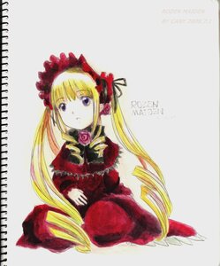 Rating: Safe Score: 0 Tags: 1girl blonde_hair blue_eyes bonnet bow dress drill_hair flower image long_hair long_sleeves looking_at_viewer red_dress rose shinku simple_background sitting solo twintails very_long_hair User: admin