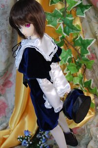 Rating: Safe Score: 0 Tags: 1girl bangs blurry brown_hair capelet depth_of_field doll dress flower frilled_shirt_collar frills hat leaf long_sleeves looking_at_viewer looking_back plant red_eyes shoes short_hair solo souseiseki standing white_legwear User: admin