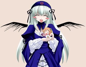 Rating: Safe Score: 0 Tags: 2girls black_wings closed_eyes detached_collar dress frills hairband image lolita_hairband long_hair long_sleeves multiple_girls open_mouth silver_hair smile solo suigintou very_long_hair wings User: admin