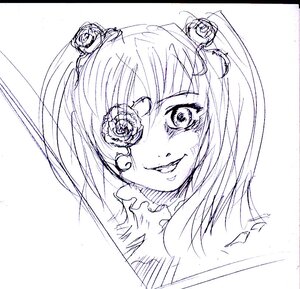 Rating: Safe Score: 0 Tags: 1girl cyclops eyepatch flower hair_flower hair_ornament image kirakishou letterboxed looking_at_viewer monochrome one-eyed rose smile solo User: admin
