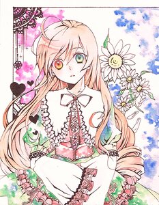 Rating: Safe Score: 0 Tags: 1girl blonde_hair brown_hair commentary_request dress flower frills green_eyes heterochromia image long_hair long_sleeves looking_at_viewer n-mix puffy_sleeves red_eyes rozen_maiden solo suiseiseki traditional_media User: admin