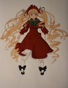 Rating: Safe Score: 0 Tags: 1girl black_footwear blonde_hair blue_eyes bow bowtie dress drill_hair full_body green_bow image long_hair long_sleeves pantyhose photo red_dress shinku shoes solo twin_drills twintails very_long_hair white_legwear User: admin