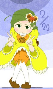 Rating: Safe Score: 0 Tags: 1girl blush double_v dress flower green_eyes green_hair grin hair_ornament image kanaria long_sleeves pantyhose shoes smile solo v yellow_dress User: admin