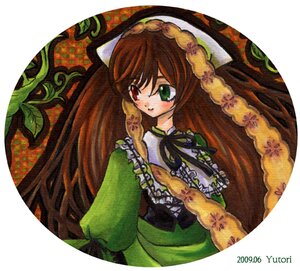 Rating: Safe Score: 0 Tags: 1girl brown_hair dress frills green_dress green_eyes head_scarf heterochromia image long_hair long_sleeves looking_at_viewer red_eyes solo suiseiseki traditional_media twintails very_long_hair white_background User: admin