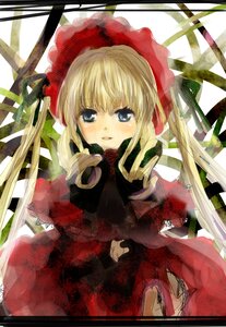 Rating: Safe Score: 0 Tags: 1girl blonde_hair blue_eyes blush bonnet bow bowtie cup dress flower image long_hair long_sleeves looking_at_viewer red_dress rose shinku solo teacup twintails User: admin