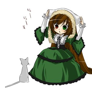 Rating: Safe Score: 0 Tags: 1girl brown_hair cat dress frills green_dress green_eyes heterochromia image long_hair long_sleeves looking_at_viewer open_mouth red_eyes simple_background solo suiseiseki very_long_hair white_background User: admin