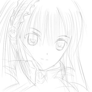 Rating: Safe Score: 0 Tags: 1girl blush closed_mouth eyebrows_visible_through_hair greyscale hair_between_eyes image long_hair looking_at_viewer monochrome simple_background sketch solo suigintou white_background User: admin