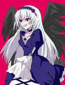 Rating: Safe Score: 0 Tags: 1girl :d black_wings dress frills hairband image juliet_sleeves long_hair long_sleeves open_mouth puffy_sleeves red_eyes rose silver_hair simple_background smile solo suigintou wings User: admin