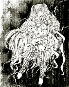 Rating: Safe Score: 0 Tags: 1girl boots cross-laced_footwear dress frills full_body greyscale hair_ornament image kirakishou knee_boots lace-up_boots lineart long_hair monochrome solo thigh_boots thighhighs twintails very_long_hair User: admin