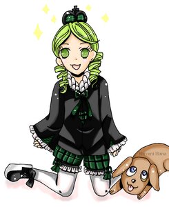 Rating: Safe Score: 0 Tags: 1girl drill_hair green_eyes green_hair image kanaria pantyhose smile solo sparkle tongue tongue_out User: admin