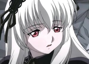 Rating: Safe Score: 0 Tags: 1girl bangs black_ribbon closed_mouth dress eyebrows_visible_through_hair hair_ribbon image long_hair looking_at_viewer red_eyes ribbon simple_background solo suigintou twintails User: admin