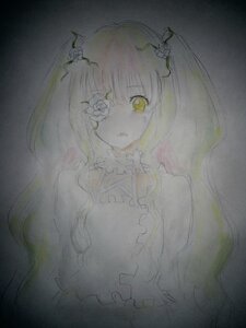 Rating: Safe Score: 0 Tags: 1girl dress flower frills hair_flower hair_ornament image kirakishou long_hair looking_at_viewer rose solo traditional_media upper_body very_long_hair watercolor_(medium) yellow_eyes User: admin