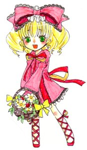 Rating: Safe Score: 0 Tags: 1girl basket blonde_hair bloomers blush bow cross-laced_footwear dress flower frills full_body green_eyes hair_bow hina_ichigo hinaichigo image long_sleeves looking_at_viewer open_mouth pink_bow pink_dress ribbon short_hair simple_background smile solo standing white_background User: admin