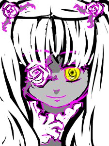 Rating: Safe Score: 0 Tags: 1girl closed_mouth flower image kirakishou long_hair looking_at_viewer monochrome pink_rose rose simple_background solo spot_color white_background white_rose yellow_eyes User: admin